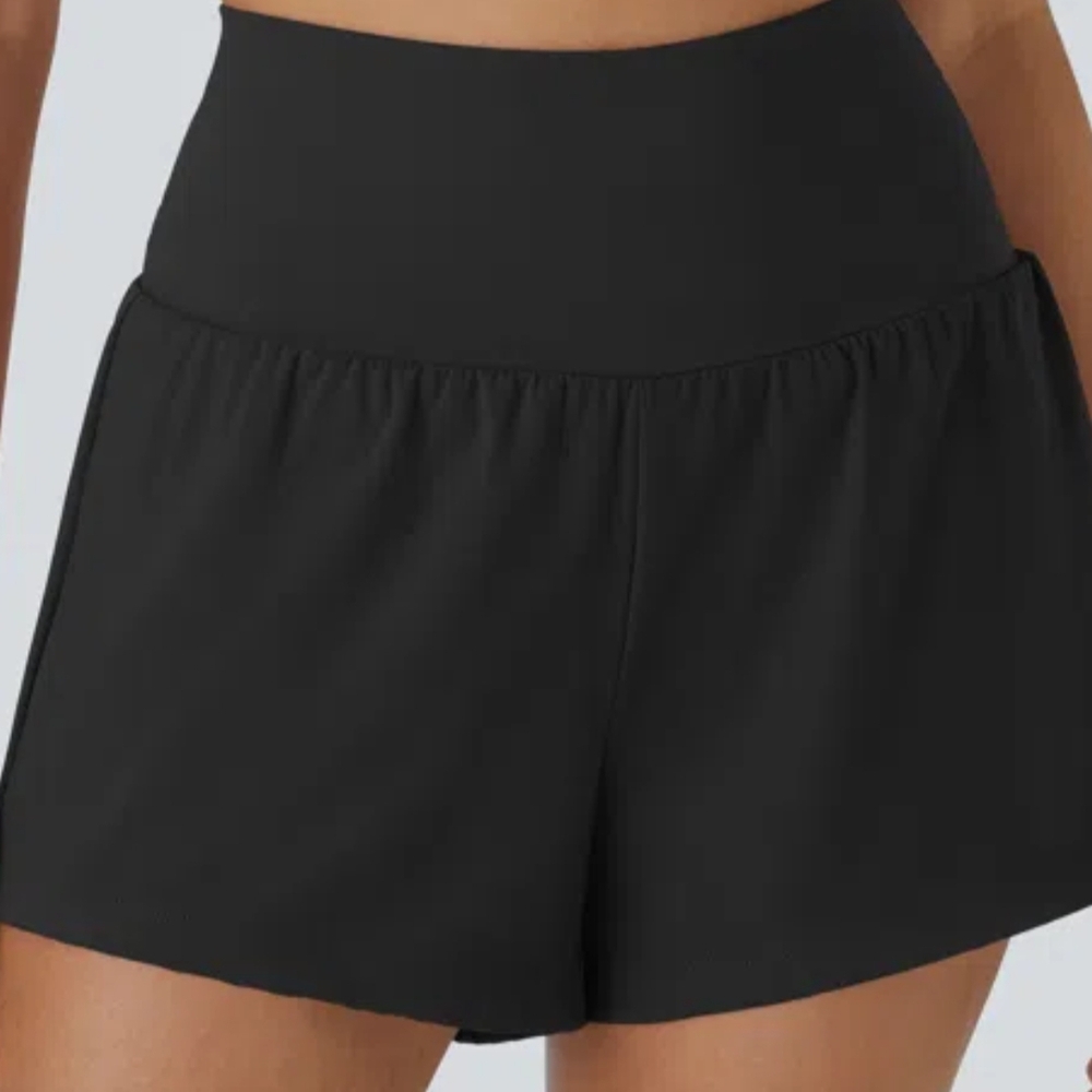 Super High Waisted Back Pocket & Side Hidden Pocket 2-in-1 Yoga Shorts 5''-Long